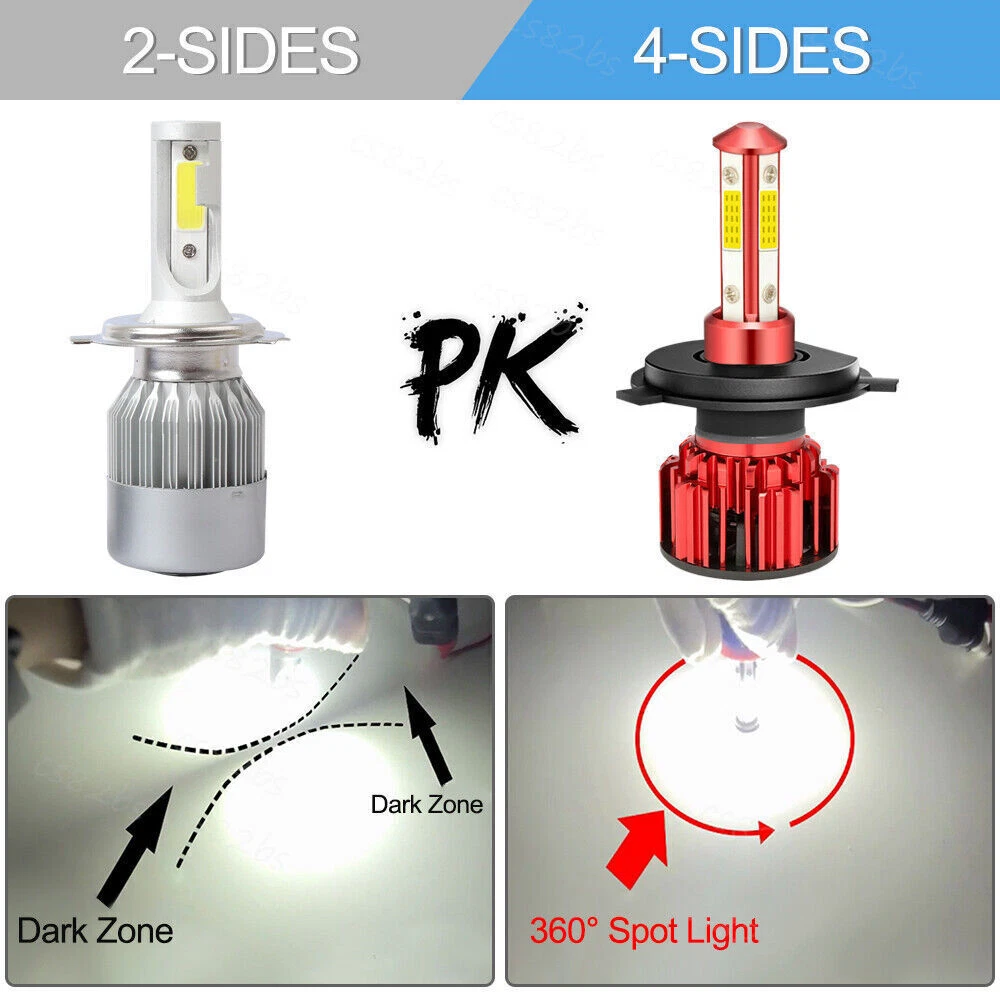 9003 H4 LED Headlight Bulbs Kit 10000W 1000000LM Hi/Lo Beam Super Bright White 9003 H4 LED Headlight Bulbs Kit 10000W 1000000LM Hi/Lo Beam Super Bright White