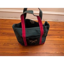 Vintage Rare LL Bean Boat And Tote Canvas Green And Maroon 15x13 Made In USA
