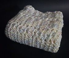 Vintage Crochet Baby Blanket Pastel Colors 29 X 27"