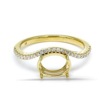 East-West Oval 9x7mm Semi-Mount 925 Sterling Silver Designer Wedding Ring