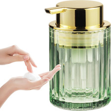Foaming Soap Dispenser 8OZ Green Glass Soap Dispenser with Plastic Pump Refill