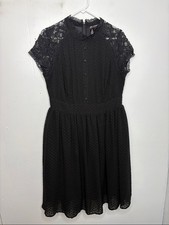 Torrid Dress Womens 14 Retro Chic high Ruffle Neck Lace Pin Up Goth Poplin