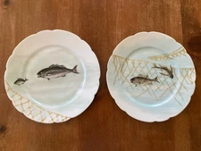Charles Field Haviland CFH GDM Limoges Fish Plate 8.5” Gilt Painted Set of 2