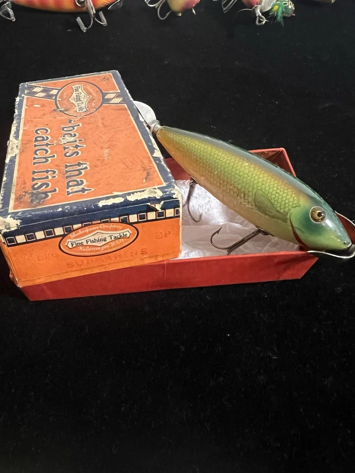 Винтажная подводная рыболовная приманка Shakespeare Submarine Minnow No42 1930-е отличное состояние - Изображение 2 из 4