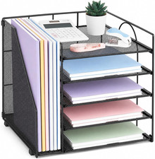 Desk Organizers and Accessories, 5-Tier Paper Letter Tray Organizer with File Ho