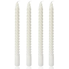 White Spiral Taper Candles for Home Decoration, 4 Pack 10 Inch Candlesticks f...