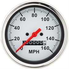 Speedway Motors White Mechanical Speedometer Gauge 3-38 Inch 0-160 Mph