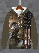 Patriotic Eagle  US Flag Graphic 3D All Over Print Hoodie - Adults  Youth