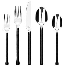 Linzom Forged 20-Piece Matte Black Silverware Set 18/10 Stainless Steel
