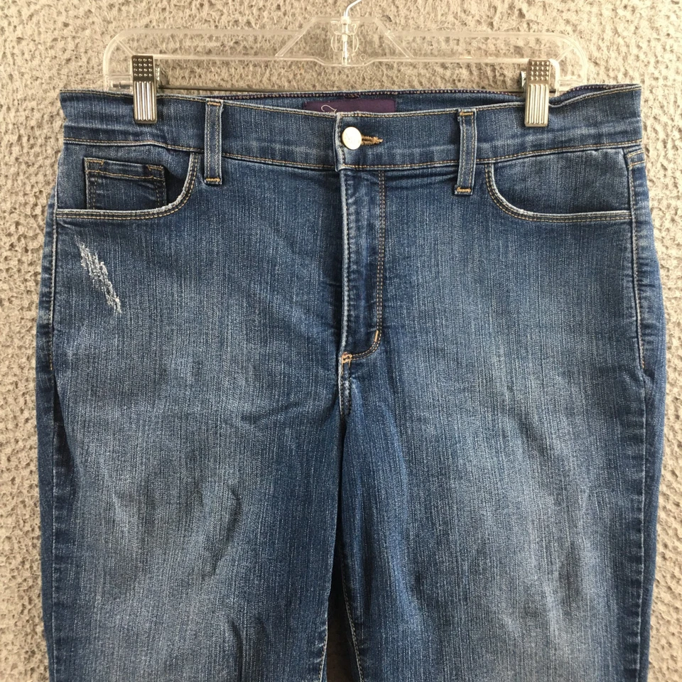 NYDJ Cropped Jeans Womens 14P (actual 34x27) Blue Denim Cotton Blend Mid Rise - Image 2 of 4