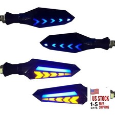 4-Pack LED Motorcycle Turn Signals, Universal Arrow Flowing Blinkers 4 PCS Blue