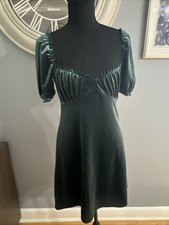 Urban Outfitters︱ Womens ︱Size S ︱Green ︱Velvet Puff Sleeve Dress︱Baby Doll