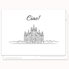 Postkarte  Grafische Illustration Mailand | Set mit 10 flachen Karten A6 – Rü...