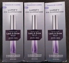 3) Bausch + Lomb Lumify Eye Illuminations Lash & Brow Serum, 0.12oz Each - NEW