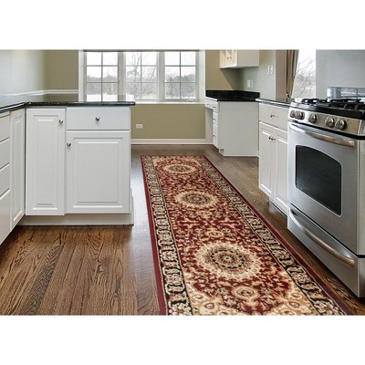 World Rug Gallery Traditional Medallion Burgundy 2 ft. x 7 ft. 2 in. Indoor Rug