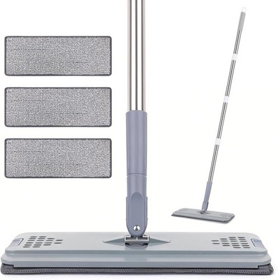 Microfiber Flat Mop with 3 Pads, Adjustable Handle 29-49 for Floor Cleaning
