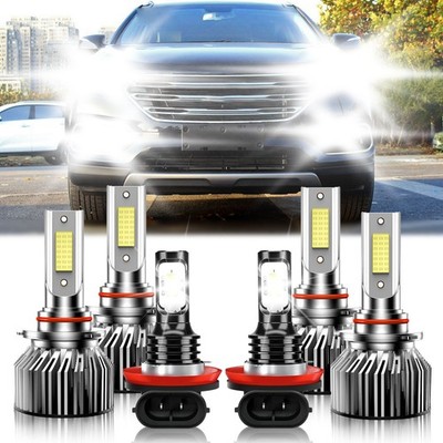 For Hyundai Santa Fe 2019-2020 6Pcs LED Headlight + Fog Lights Bulbs Kit 6000K
