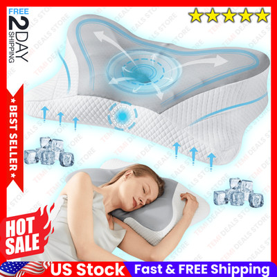Ergo Pillow for Sleep Apnea, Neck Pain and Snoring Relief, White, Queen Size NEW