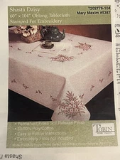 Tobin Shasta Daisy 60x104” Tablecloth Stamped for Embroidery Kit Design Works