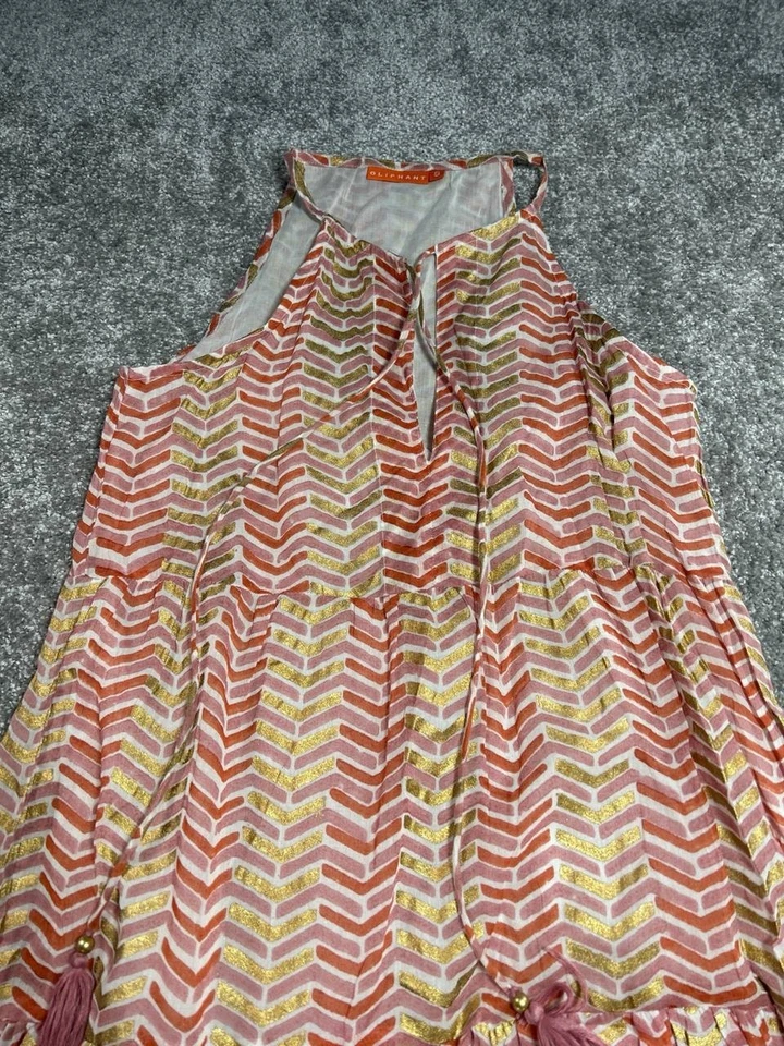 Maxi Vestido Oliphant Largo Borla en Niveles Para Mujer Pequeño Multicolor Algodón Cerradura Foto 3 de 4