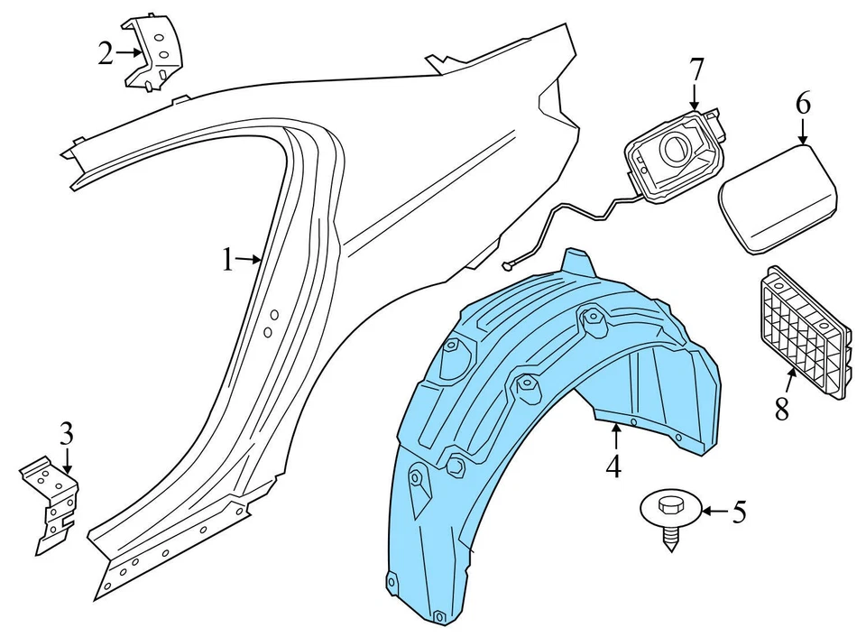 BMW M550I XDRIVE - Forro de para-lama traseiro direito quarto painel/tampa da carcaça da roda - Imagem 3 de 4
