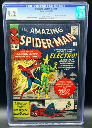 Amazing Spider Man #9 Marvel Comic Book Origin & 1st App Electro CGC 9.2 OW/W