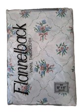 Flannel Back Vinyl Tablecloth 52"X 52" Square Flowers Spring/Summer NOS