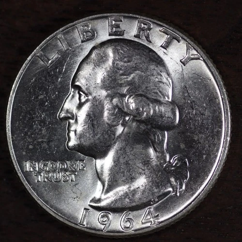 1964 D • Washington Quarter 25C - SUPERB BU+++ MINT-STATE - 90% Silver USA #9