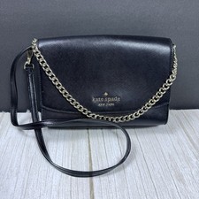 Kate Spade New York Black Shoulder Bag Gold Chain Logo Accent