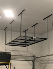 4x8 Adjustable Garage Ceiling Storage Rack – Maximum 600 lbs Load, Black Finish
