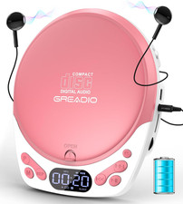 Discman CD Player with Headphones, Portable Pink CD Player for Car Home, Recha