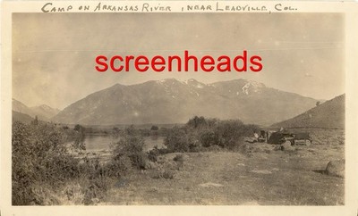 RARE ANTIQUE 1926 PHOTO ''AUTO TENT CAMPGROUND'' NEAR LEADVILLE COLORADO VG 2
