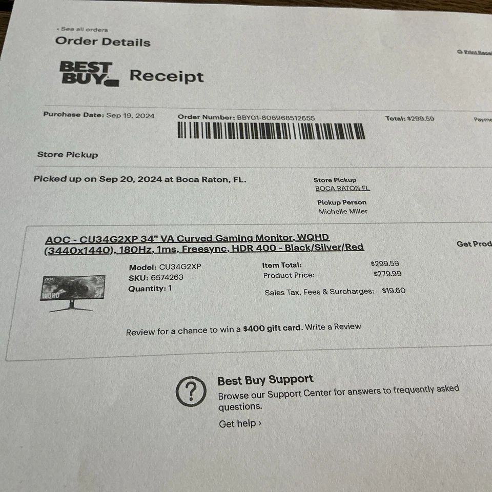 AOC - CU34G2XP 34" VA Curved Gaming Monitor, WQHD (3440x1440), 180Hz, 1ms, Fr... - Image 2 of 4