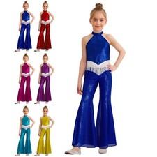 Kids Girls Outfits Crop Top Dancewear Disco Dance Set Competitions Jazz Stage