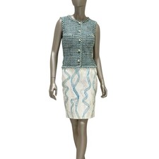 Chanel 2012 Runway Sea Wave Tweed & Lambskin Dress Sz.36