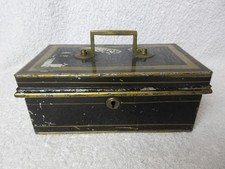 Vintage Black and Gold Lock Box with Tray - No Key