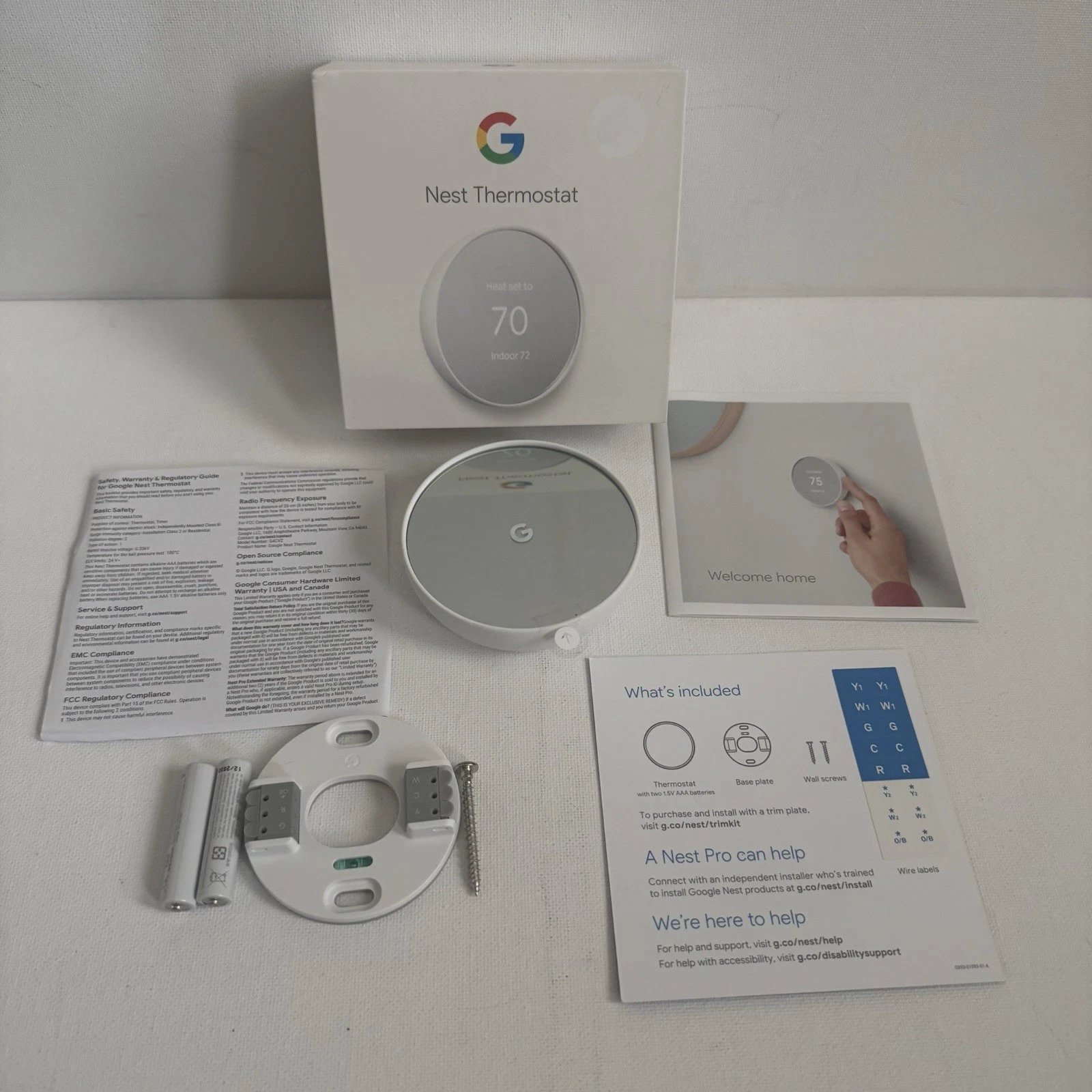 Google Nest Thermostat Snow G4CVZ WiFi Smart Home Open Box READ