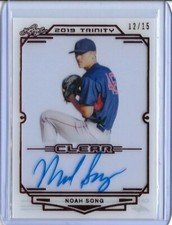 2019 Leaf Trinity NOAH SONG Clear Acetate Red Foil Auto RC 12/15 Phillies