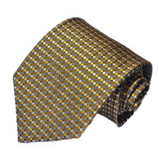 Men's green and yellow geometric pattern neck tie