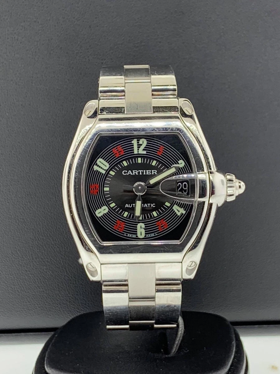Cartier Roadster 36mm Stainless Steel Black Arabic Dial Ref. W62001V3 Date