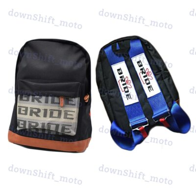 #ad #ad Gradation JDM Bride Racing Seat Cloth Backpack with BLUE Racing Harness Straps $38.88