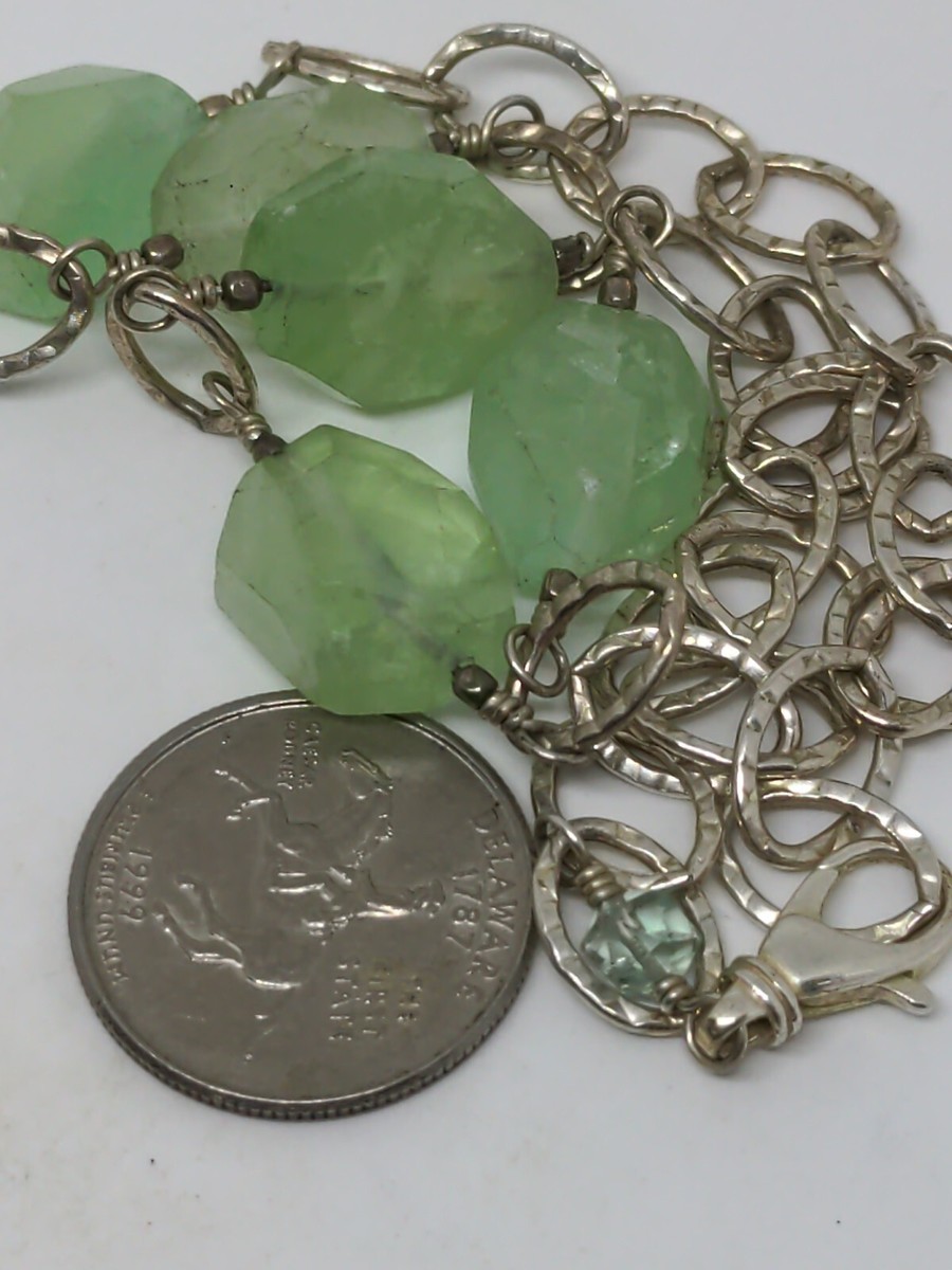 Vintage Sterling Silver 925 Green Stone Necklace 16