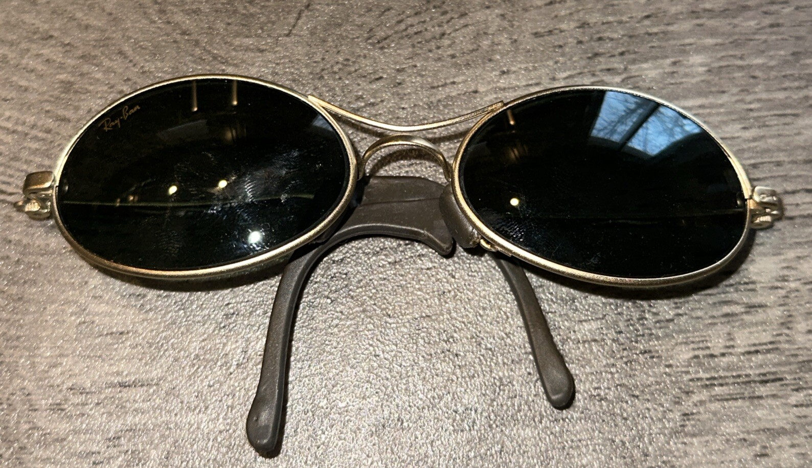 VINTAGE B&L RAY-BAN W2177 G15 GOLD ECLIPSE BIKERS ORBS SUNGLASSES Some Damage