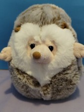 Adorable FAO Schwarz Hedgehog Plush 7" White  Frosted Brown Stuffed Animal Soft