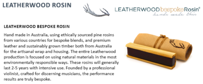 Leatherwood Rosin Bespoke Rosin for Violin Viola Cello 75% Supple