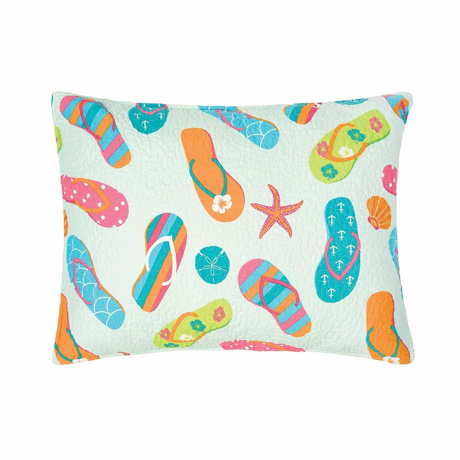 Flip Flop Life Coastal Twin Queen or King Quilt SetQuilted Bedspread