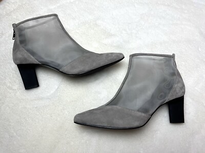 Logo by Lori Goldstein Heel Boots Gray Suede Leather Mesh Booties Women s 8.5