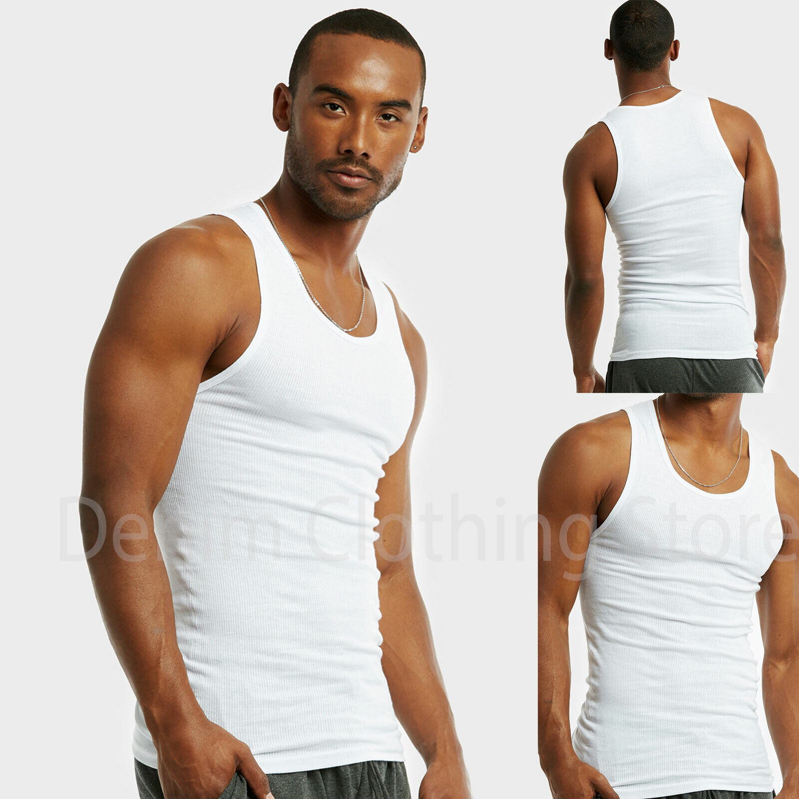 Lot 3, 6, 12 Men Tank Cotton A-Shirt Wife Beater Ribbed Pack Undershirt | eBay