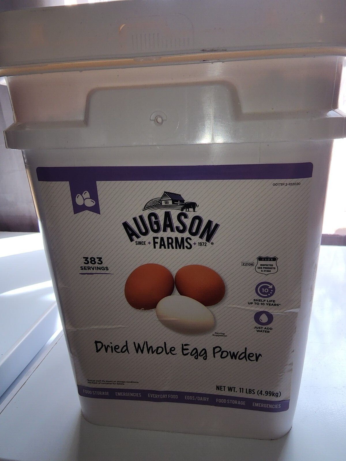 Augason Farms‎ Dried Whole Egg Powder 11lbs pale, 383 servings 10 years
