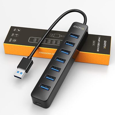 7 Port USB 3.0 Verteiler Super Speed Daten HUB Adapter für Notebook Laptop PC